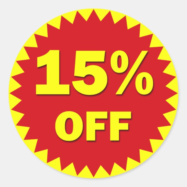 ADESIVO REDONDO CRACHÁ DE VENDA A RETALHO - 15% DESLIGADO (Frente)