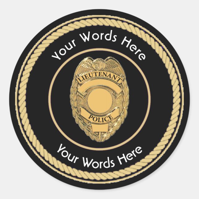 Adesivo Redondo Crachá do Tenente da Polícia Universal (Frente)
