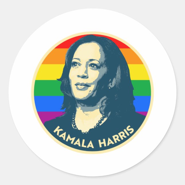 Adesivo Redondo Crachá KAMALA HARRIS PRIDE (Frente)