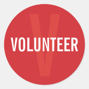 Adesivo Redondo Crachá Red Volunteer