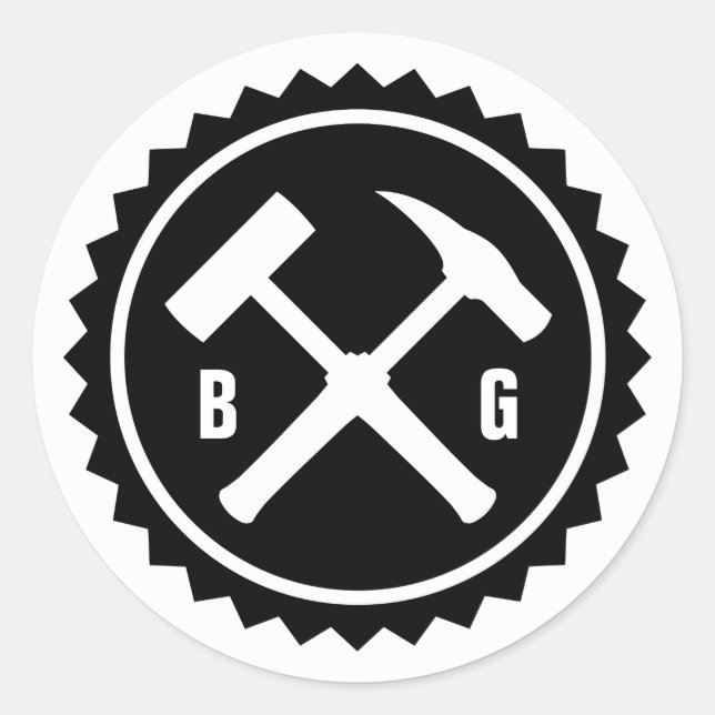 Adesivo Redondo Crachá Rock Hammer (Duas Iniciais) (Frente)