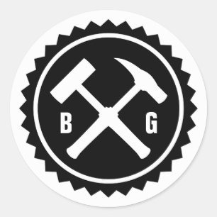 Adesivo Redondo Crachá Rock Hammer (Duas Iniciais)