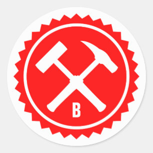 Adesivo Redondo Crachá Rock Hammer (Solteiro inicial)