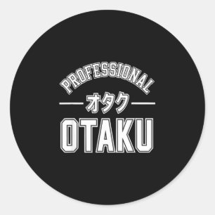 Adesivo Redondo Crachá vintage com dizeres engraçados de otaku pro