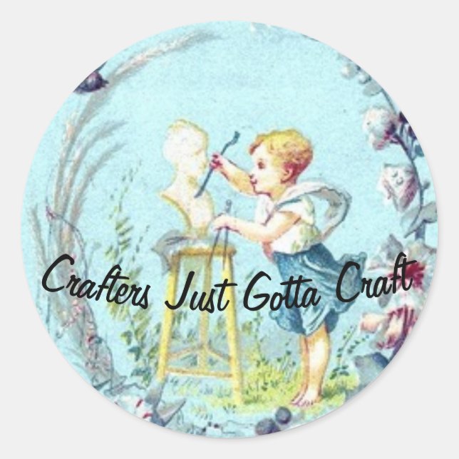 Adesivo Redondo Crafters Gotta Artesanato Sticker (Frente)