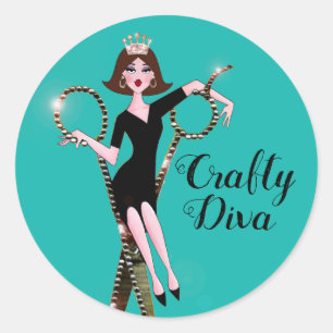 Adesivo Redondo "Crafty Diva" Stickers