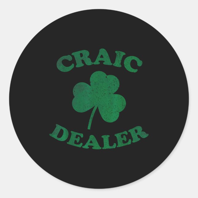 Adesivo Redondo Craic Er Funny St. Patrick's Day Shamrock Tee  (Frente)