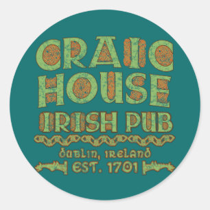 Adesivo Redondo CRAIC HOUSE IRISH PUB Dublin Est 1701