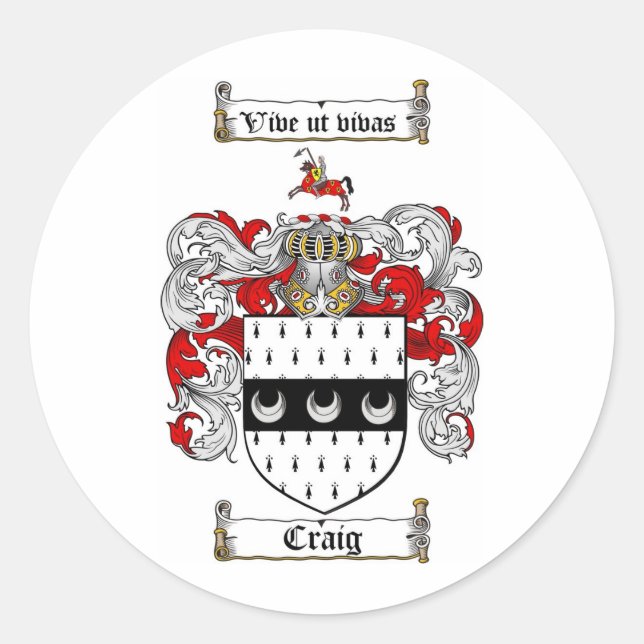 ADESIVO REDONDO CRAIG FAMILY CREST - CRAIG CASACO DE ARMAS (Frente)