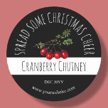 Adesivo Redondo Cranberry Chutney Labels<br><div class="desc">Adicione o toque perfeito à sua chutney de amora caseira com estas etiquetas personalizáveis. Perfeito para doar ou guardar na sua própria despensa, estas etiquetas festivas dão aos seus frascos uma aparência na moda personalizada. Com opções fáceis de personalização, você pode adicionar seu próprio texto para torná-las verdadeiramente únicas. Estas...</div>