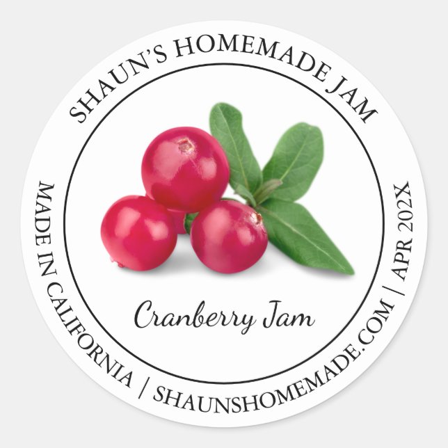 Adesivo Redondo Cranberry Jam Modern label (Frente)