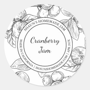 Adesivo Redondo Cranberry Jam Sketch Modern label