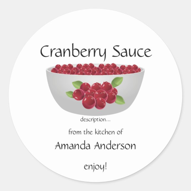 Adesivo Redondo Cranberry Sauce Canning (Frente)