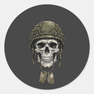 Adesivo Redondo Cráneo de Veterano - Placas de Identificação