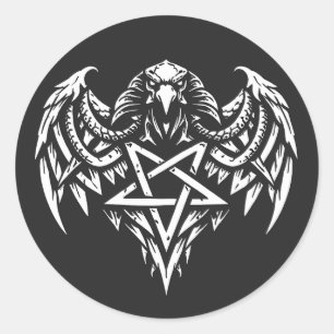 Adesivo Redondo Cráneo Pentagrama Tribal por BurnsInhell