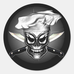 Adesivo Redondo Crânio 1 do cozinheiro chefe