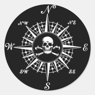 Adesivo Redondo Crânio 1 do rosa de compasso