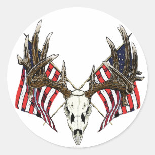 Adesivo Redondo Crânio 1 dos cervos de Whitetail