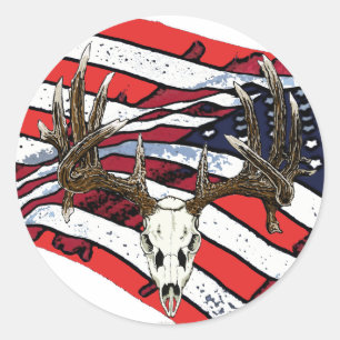 Adesivo Redondo Crânio 1 dos cervos de Whitetail