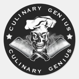 Adesivo Redondo Crânio 3,1 do cozinheiro chefe