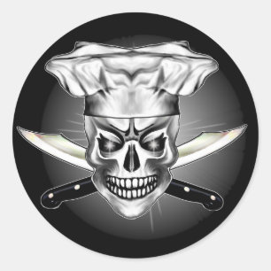 Adesivo Redondo Crânio 3,1 do cozinheiro chefe