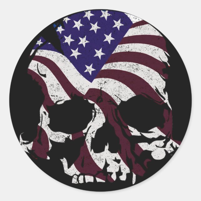 Adesivo Redondo Crânio Americano (Frente)