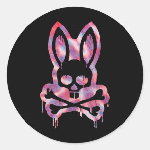 Adesivo Redondo Crânio Assustador E Crossbones D Rabbit Horror Bun
