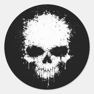Adesivo Redondo Crânio branco do Splatter do gotejamento