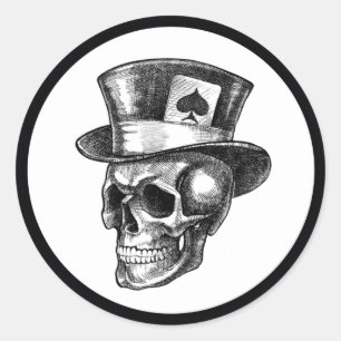 Adesivo Redondo Crânio com Tophat