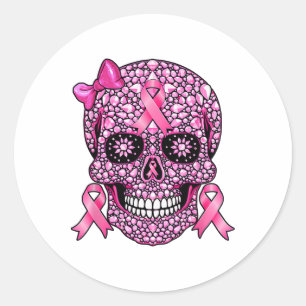 Adesivo Redondo Crânio Cor - de-rosa Fita Fita Cancer Sensibilizaç