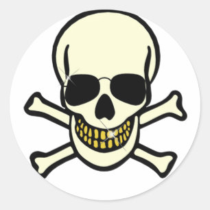 Adesivo Redondo Crânio & Crossbones