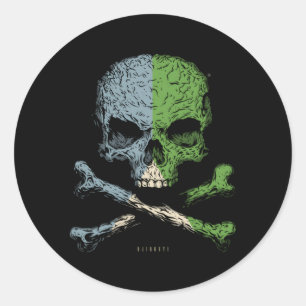 Adesivo Redondo Crânio Crossbones Djibouti Sinalizador Skeleton Dj