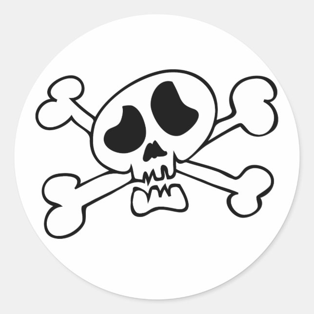 Adesivo Redondo Crânio da cabeça do desenho animado (Frente)