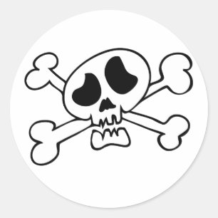 Adesivo Redondo Crânio da cabeça do desenho animado
