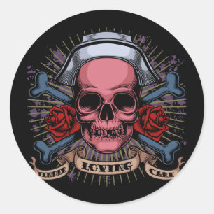 Adesivo Redondo Crânio da enfermeira do TLC