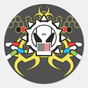 Adesivo Redondo Crânio da tecnologia do Biohazard