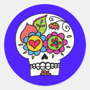 Adesivo Redondo Crânio de açúcar, Dia de Los Muertos Stickers
