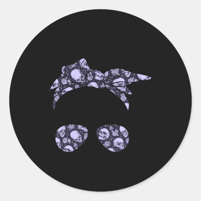 Adesivo Redondo Crânio de Arma Mensal com Impressão de Flores Góti (Frente)