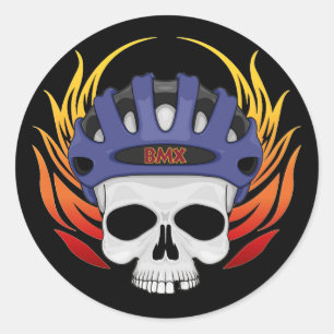 Adesivo Redondo Crânio de BMX
