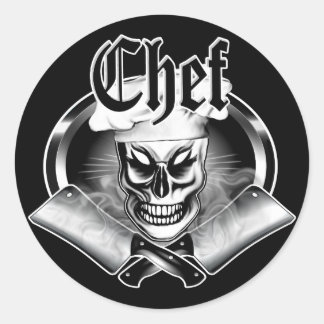 Adesivo Redondo Crânio de Chef 4