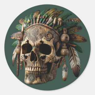 Adesivo Redondo Crânio de Clã Tribal