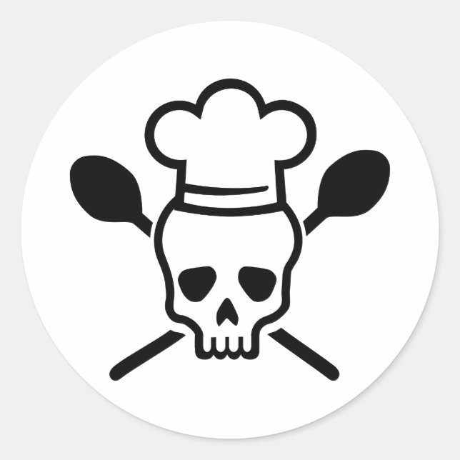 Adesivo Redondo Crânio de cozinheiro (Frente)