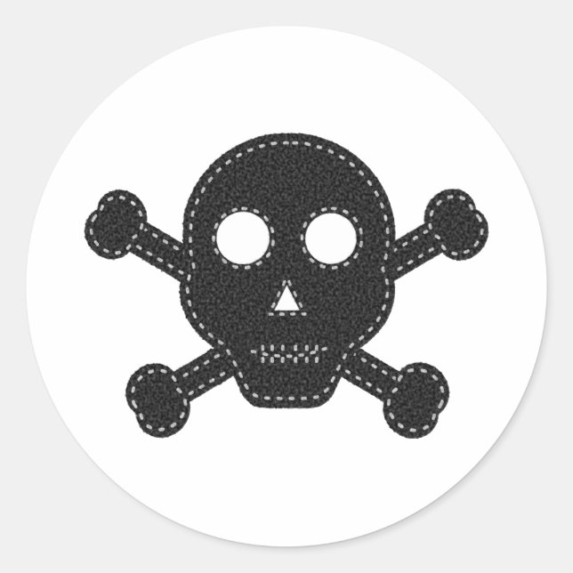 Adesivo Redondo Crânio de Feltro Negro (Frente)