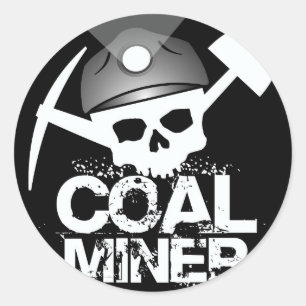 ADESIVO REDONDO CRÂNIO DE MINERADOR DE CARVÃO