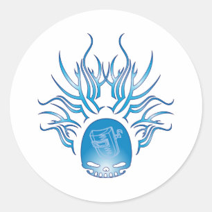 Adesivo Redondo Crânio de Soldadura