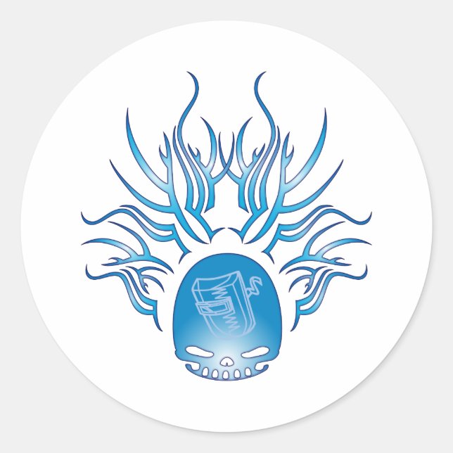 Adesivo Redondo Crânio de Soldadura (Frente)