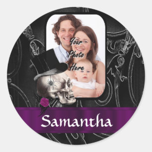 Adesivo Redondo Crânio de tatuagem gótica