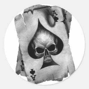 Adesivo Redondo Crânio do ás de espada