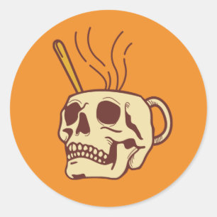 Adesivo Redondo Crânio do Biker