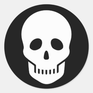 Adesivo Redondo crânio do branco do ☠